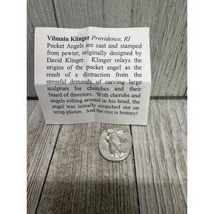 V+K Guardian Angel in My Pocket Coin Token Charm Pewter USA Protection Medal